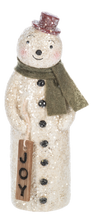 Load image into Gallery viewer, Vintage Inspired Snowman Figurines Holding Signs
