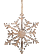 Load image into Gallery viewer, Whitewash Natural Wood Snowflake Ornaments