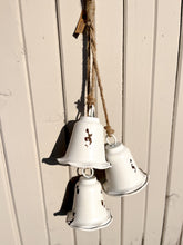 Load image into Gallery viewer, Oversized White Metal Bells on Jute Rope