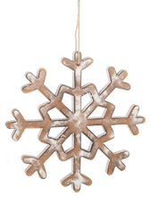 Load image into Gallery viewer, Whitewash Natural Wood Snowflake Ornaments