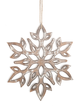 Load image into Gallery viewer, Whitewash Natural Wood Snowflake Ornaments
