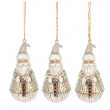 Load image into Gallery viewer, Neutral Glitter Santa Ornaments Holding Signs