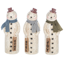 Load image into Gallery viewer, Vintage Inspired Snowman Figurines Holding Signs