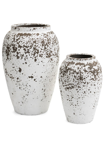 Textured Brown & White Terracotta Vase