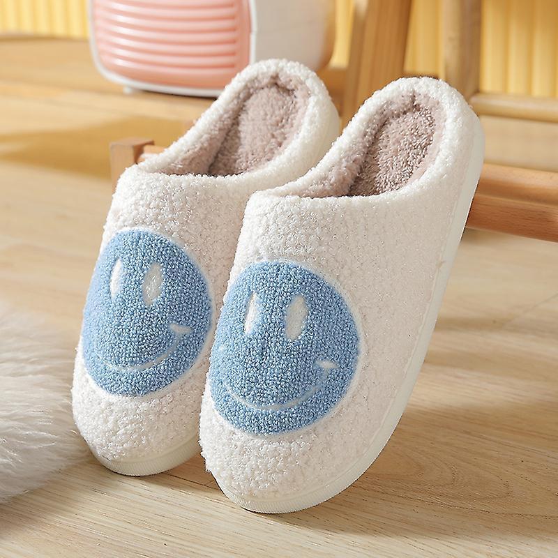 Blue Smiley Slippers