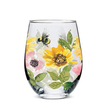 Load image into Gallery viewer, Sunflowers &amp; Bees Stemless Wine Glass