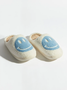 Blue Smiley Slippers