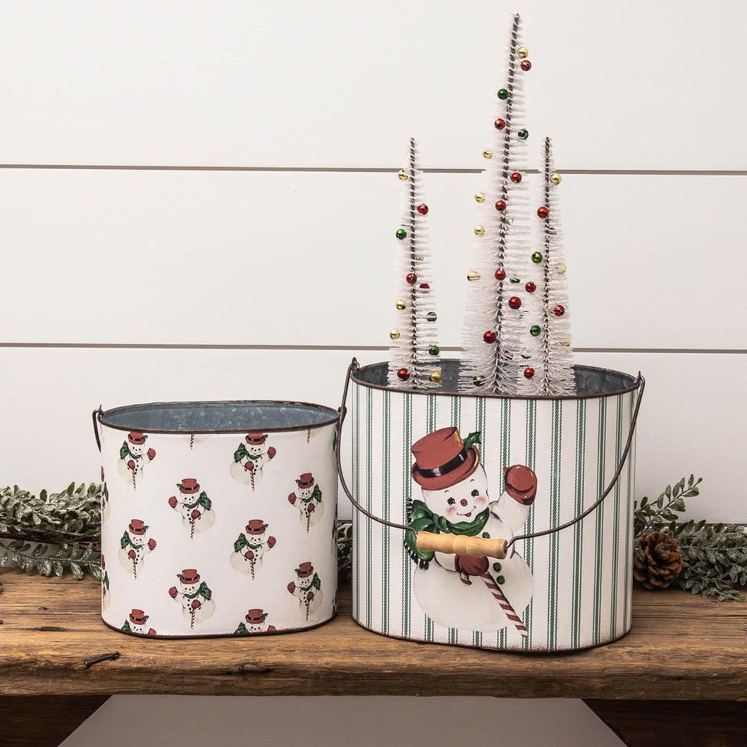 Vintage Snowman Buckets