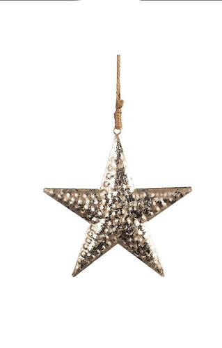 Silver Hammered Star Ornament