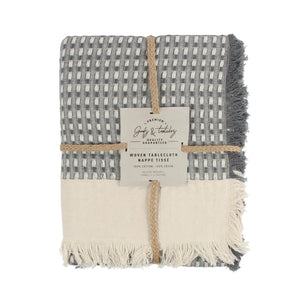 Charcoal Waffle Fringe Table Cloth