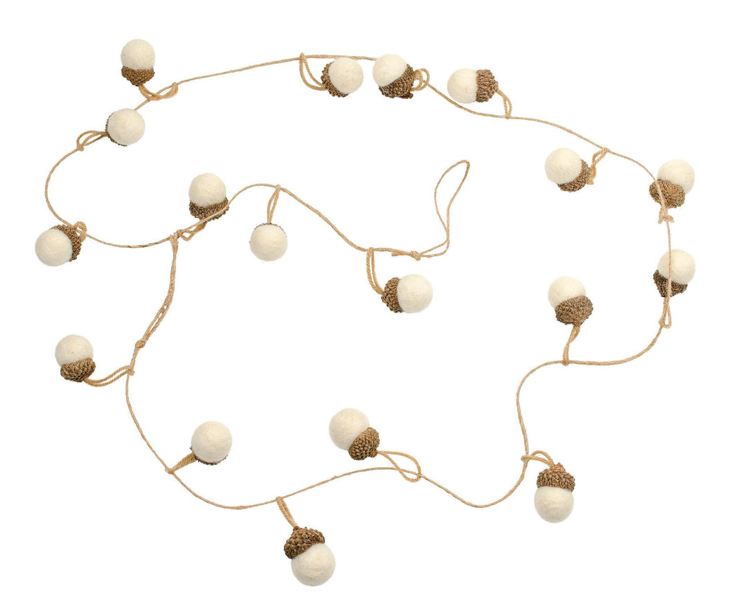 White Felt Acorn Garland