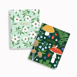 Mushrooms + Minty Florals Pocket Notebook Set