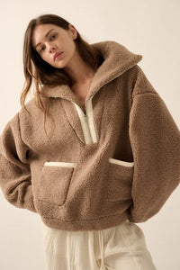 Latte Sienna Sherpa Pullover Jacket