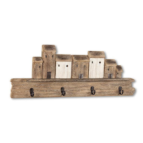 Carved Houses Wall Hook