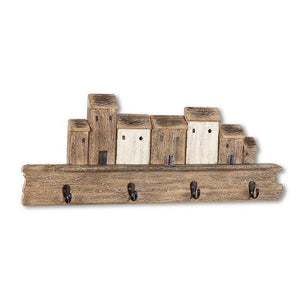 Carved Houses Wall Hook