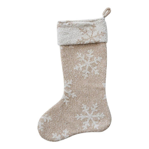 Neutral Fuzzy Snowflake Stocking