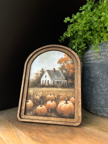 Pumpkin Farmhouse Arched Top Cottage Art