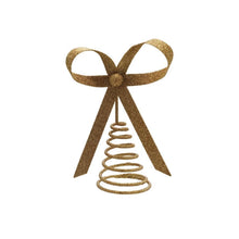 Load image into Gallery viewer, Gold Bow Glitter Finish Tree Topper