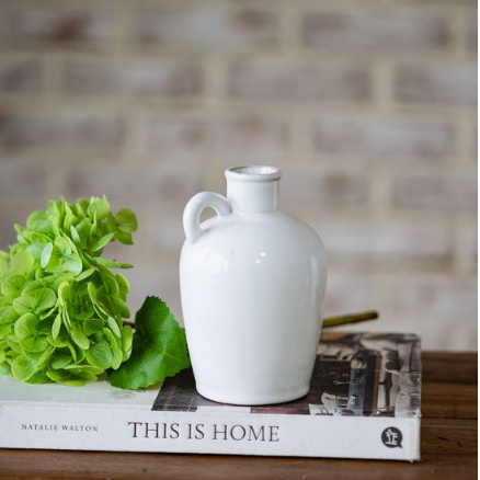 Single Handle White Vase Glazed Ceramic