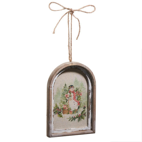 Arched Watercolour Snowman Framed Ornament