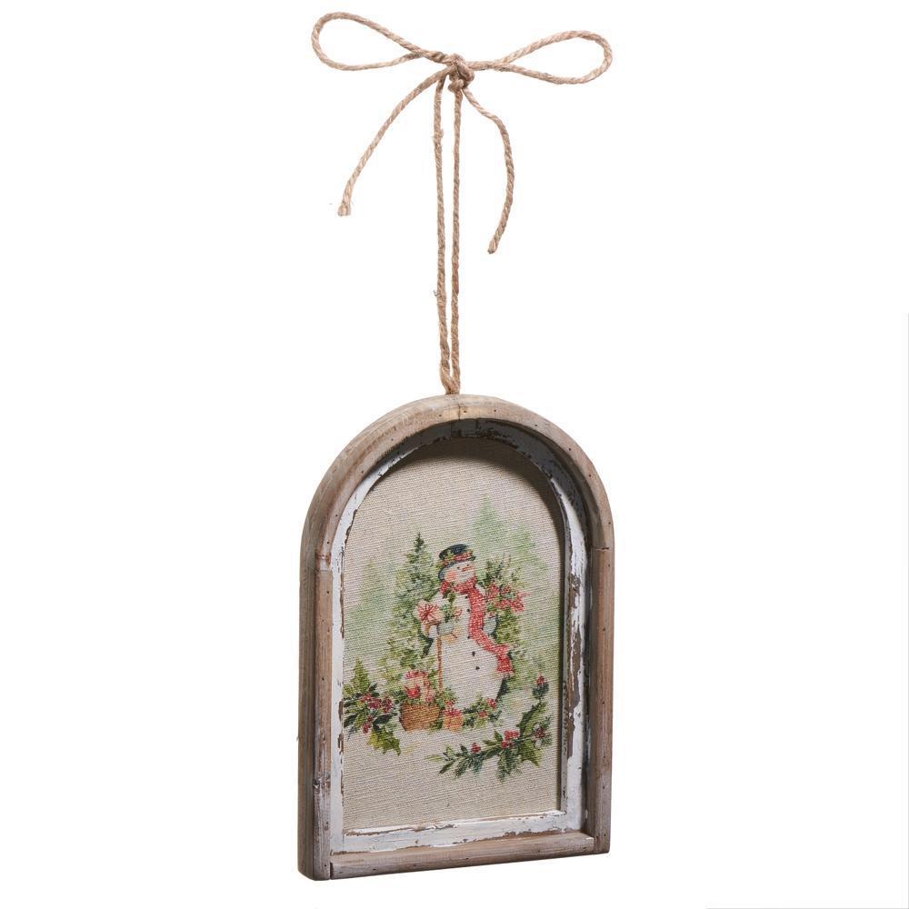 Arched Watercolour Snowman Framed Ornament