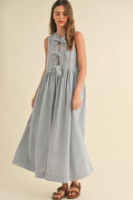 Load image into Gallery viewer, Penelope Blue Striped Tie Detail Dress