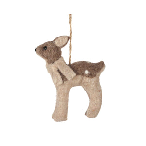 Natural Felt Deer Ornament