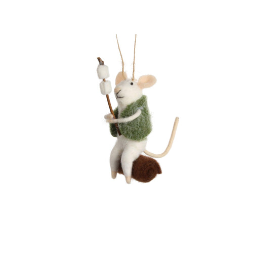 Camping Felt Mouse Ornament