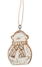 Load image into Gallery viewer, Carved Snowman Ornaments