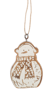Carved Snowman Ornaments