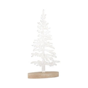 Silver Foil Metal Tree on Wood Base