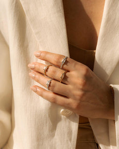Silver Gauge Green Amethyst Ring