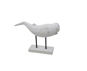 Whitewash Wooden Whale on Stand