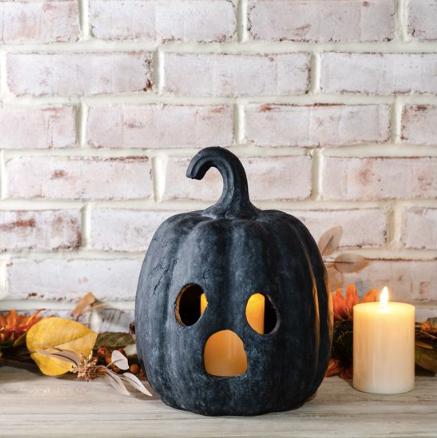 Large Black Ghost Face Terracotta Pumpkin