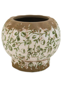 Distressed Green Botanical Pot