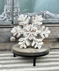 Medium Whitewashed Wooden Snowflake