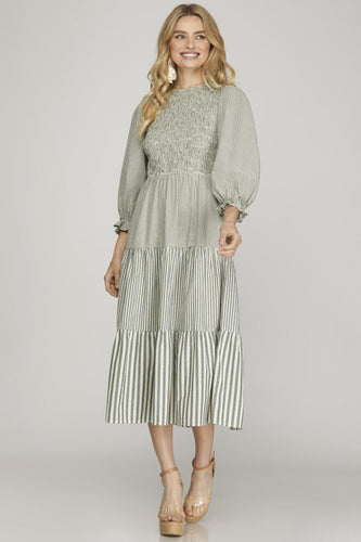 Sadie Olive Striped Dress