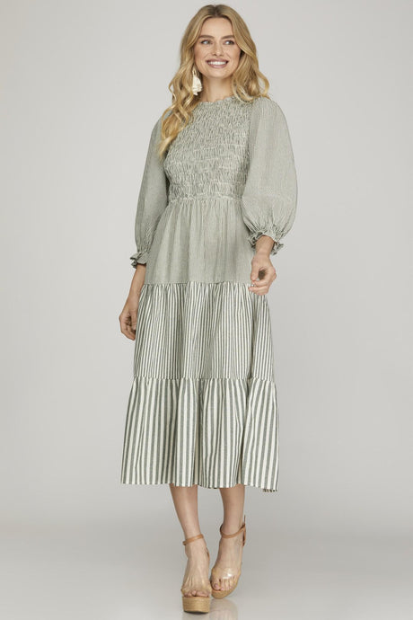 Sadie Olive Striped Dress