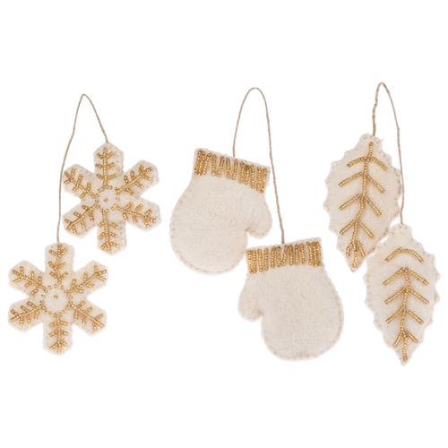 Felt Gold Beaded Holiday Ornaments