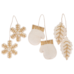 Felt Gold Beaded Holiday Ornaments