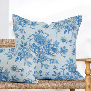 Serenity Light Blue Roses Pillow