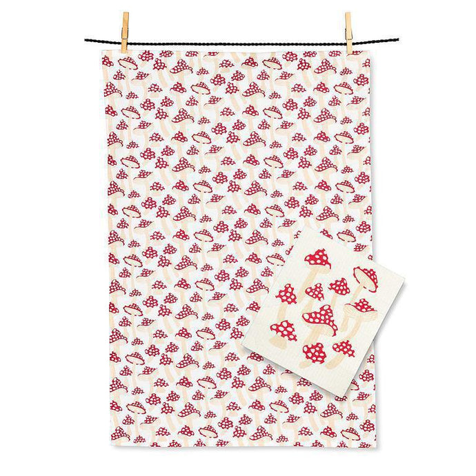 Mushrooms Dishcloth & Kitchen Towel Set