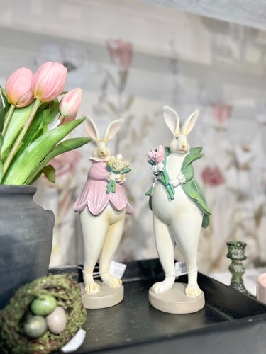 Floral Bunny Figurines