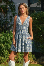 Load image into Gallery viewer, Saraphina Blue Daisies Mini Dress