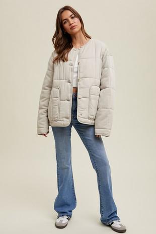 Quilted Oversized Stone Jacket