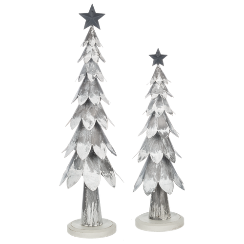 Galvanized Whitewash Snowy Trees