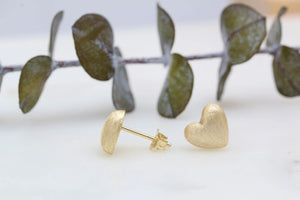 Brushed Heart Studs