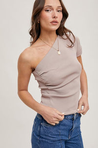 Taupe Veronica Off the Shoulder Top