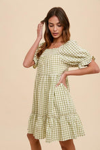 Load image into Gallery viewer, Green Molly Meadow Gingham Dress