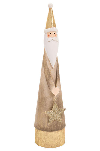 Taupe & Gold Santa Tin Figurine